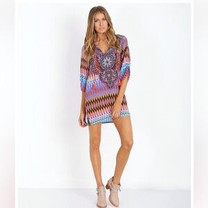 Tolani Murphy Tunic multi color top 100% silk size S